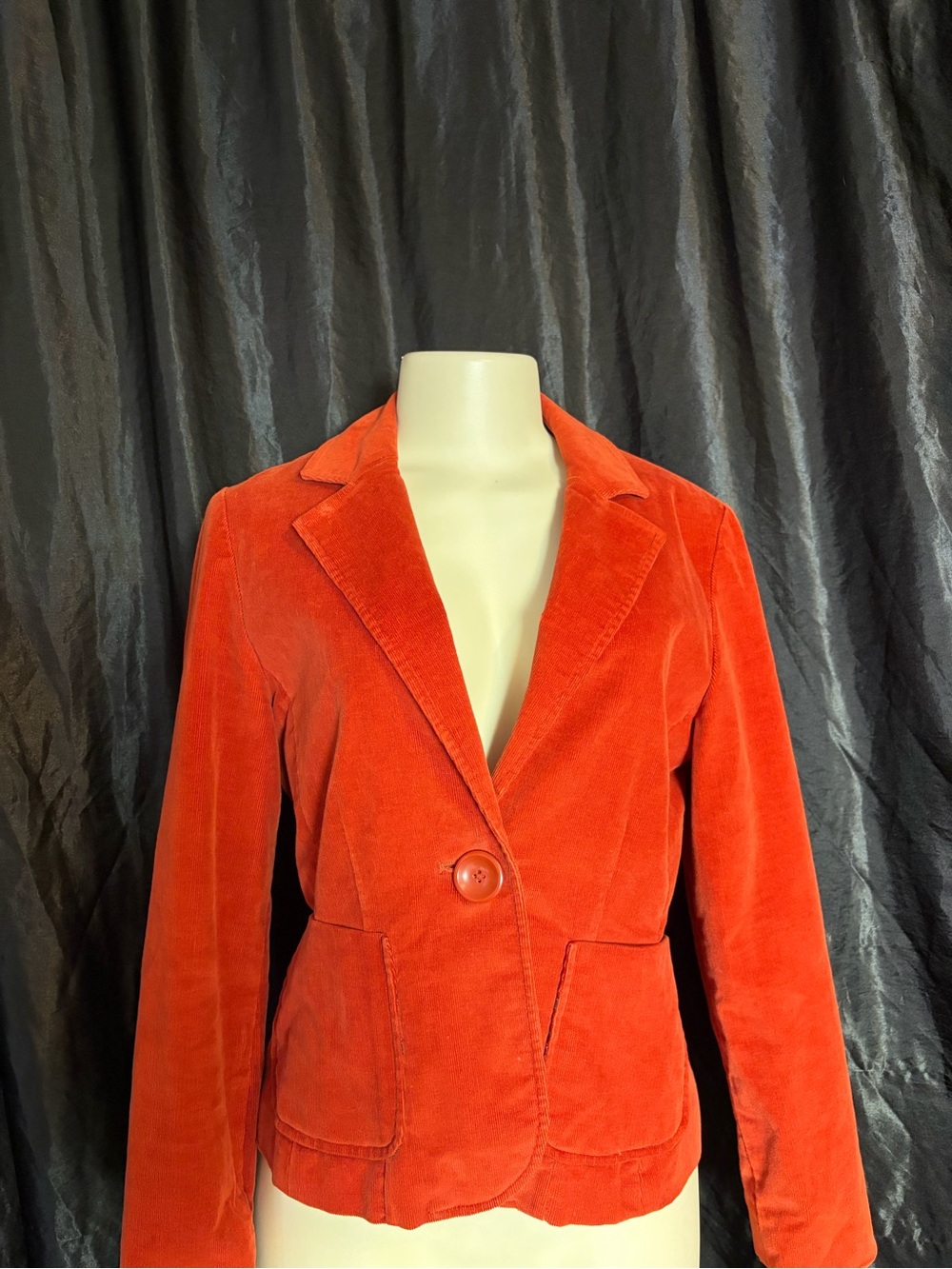 Larry Levine Vibrant Orange Corduroy Blazer